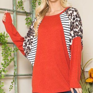 Oversized Leopard, Stripes, Colorblock Knit tunic . Used but great condition